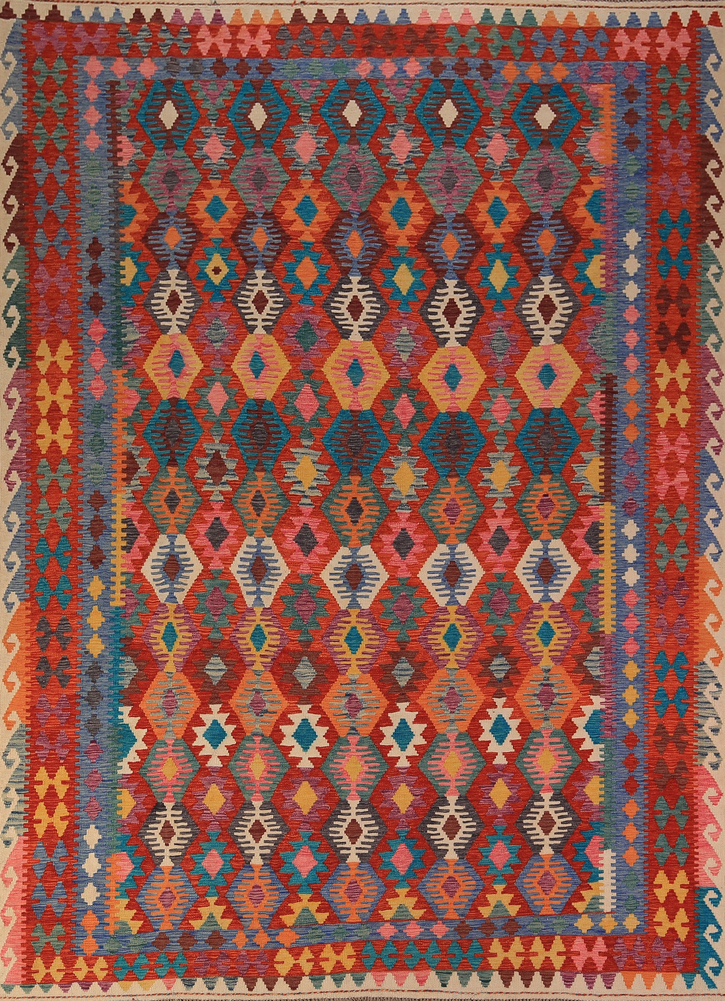 Reversible Wool Kilim Oriental Area Rug 9x11