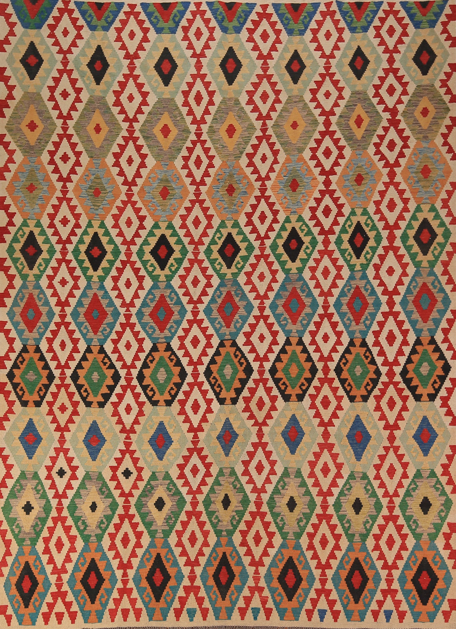 Reversible Wool Kilim Oriental Area Rug 9x11