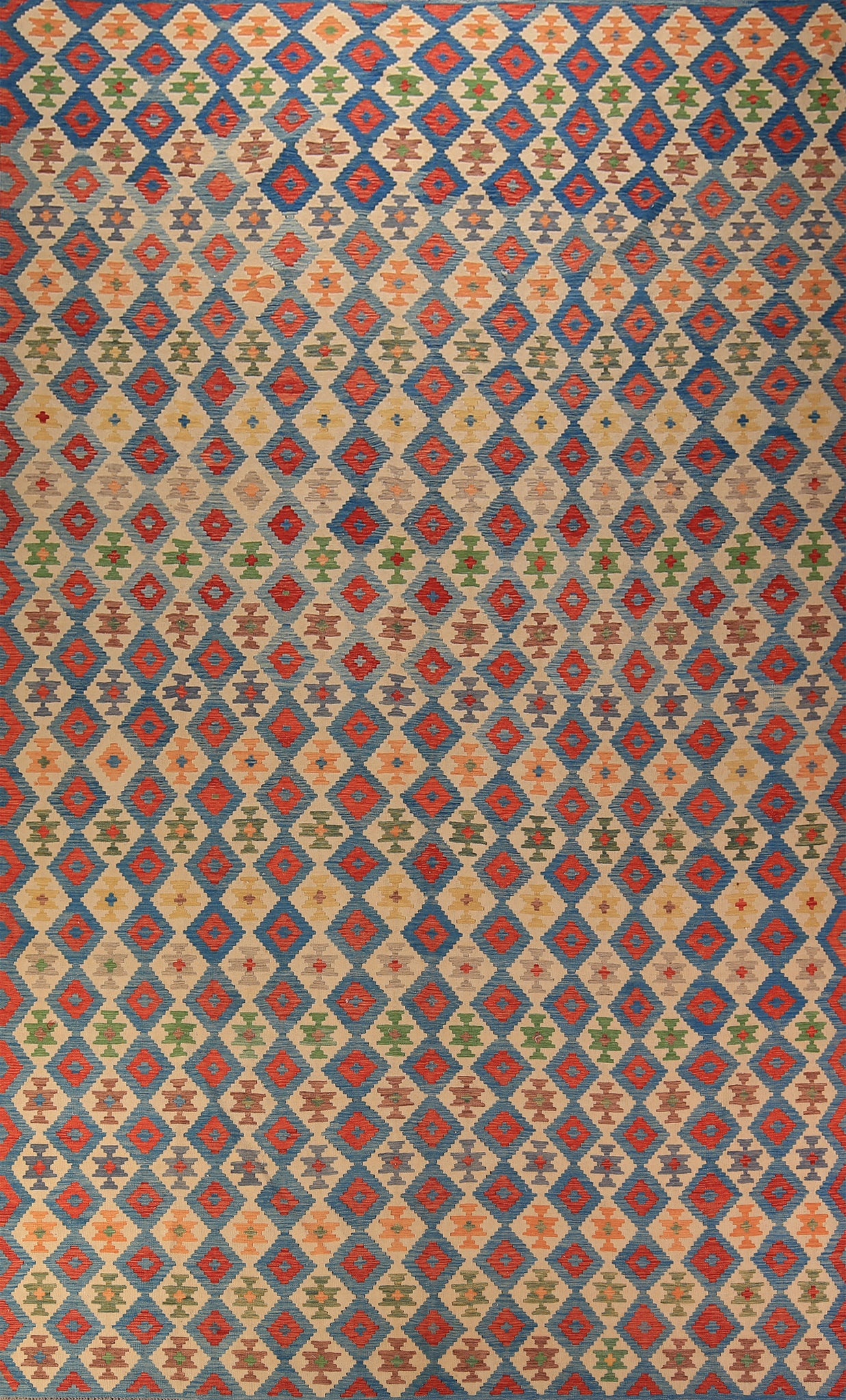 All-Over Trellis Colorful Kilim Oriental Large Rug 10x16
