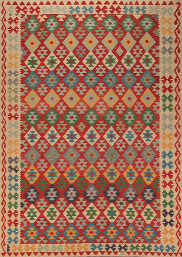 Flat Weave Geometric Kilim Oriental Area Rug 8x11