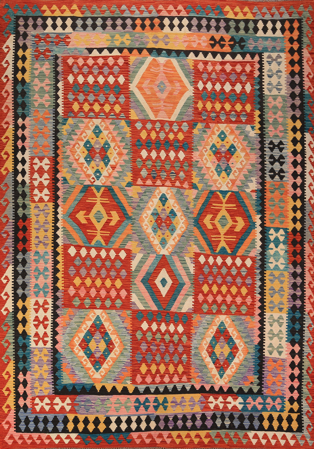 Flat Weave Geometric Kilim Oriental Area Rug 8x11