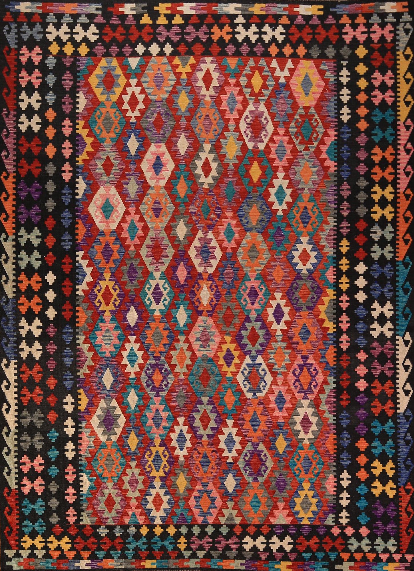 Reversible Wool Kilim Oriental Area Rug 9x11