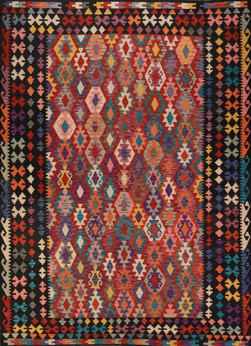 Reversible Wool Kilim Oriental Area Rug 9x11