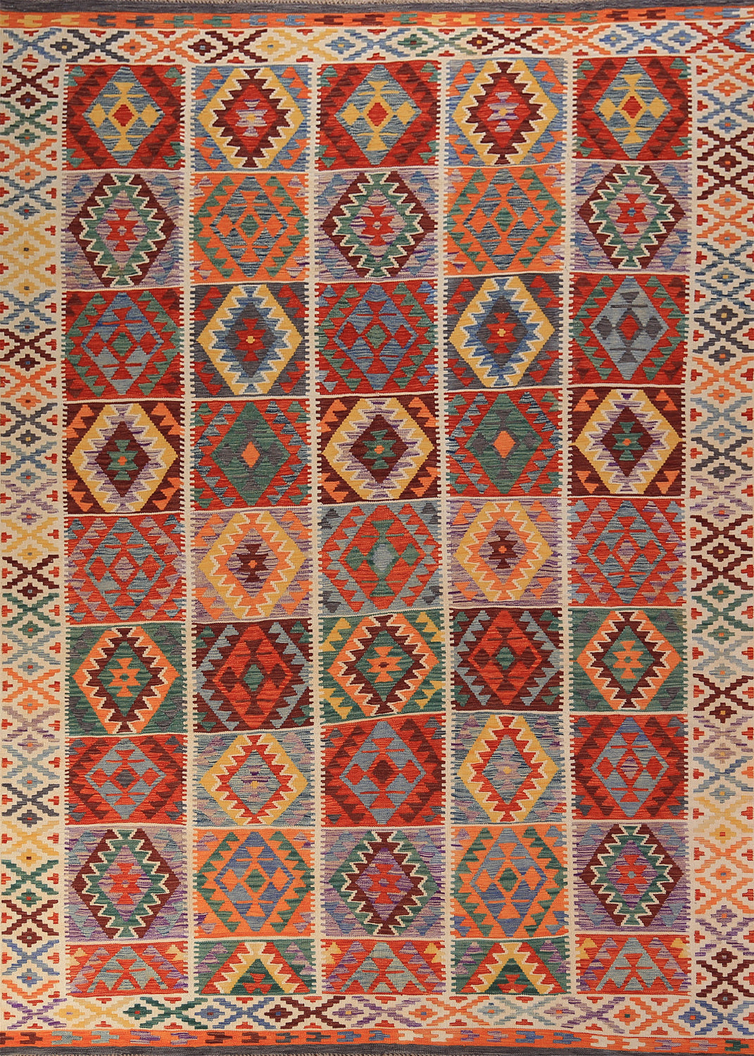 Colorful Geometric Kilim Oriental Area Rug 8x12