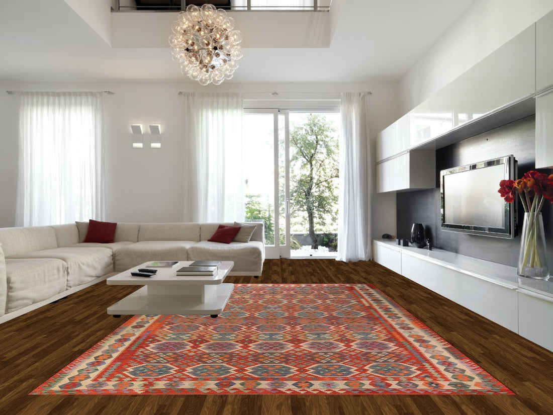 All-Over Geometric Kilim Oriental Large Rug 10x16