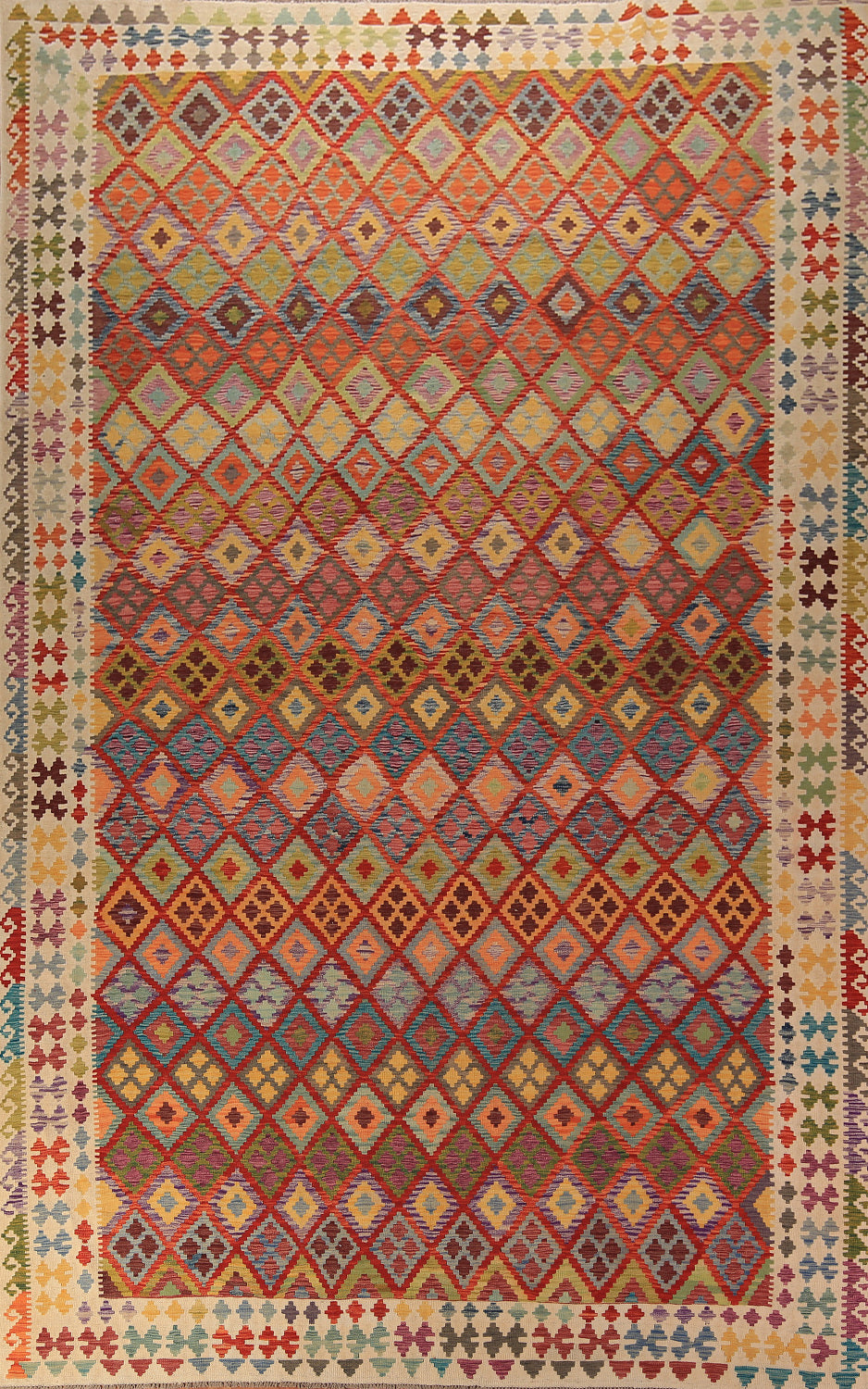 Trellis Geometric Kilim Oriental Large Rug 10x16