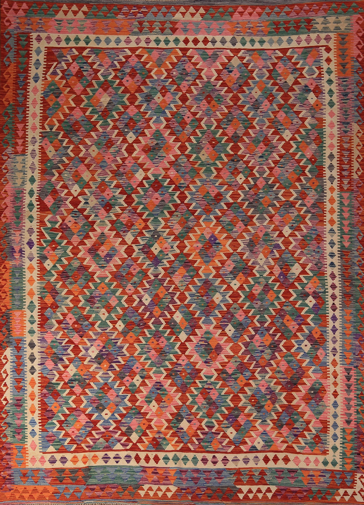 Reversible Wool Kilim Oriental Area Rug 9x11