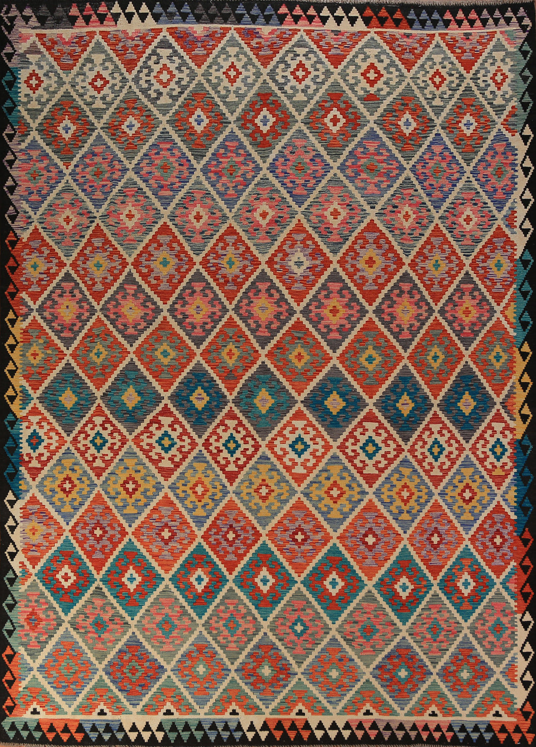 Flat Weave Trellis Kilim Oriental Area Rug 8x11