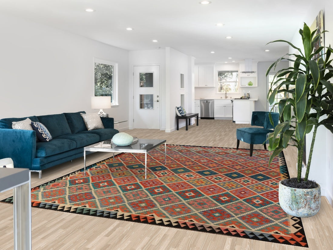 Flat Weave Trellis Kilim Oriental Area Rug 8x11