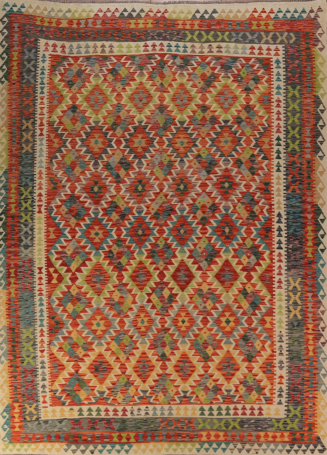 Flat Weave Wool Kilim Oriental Area Rug 8x11