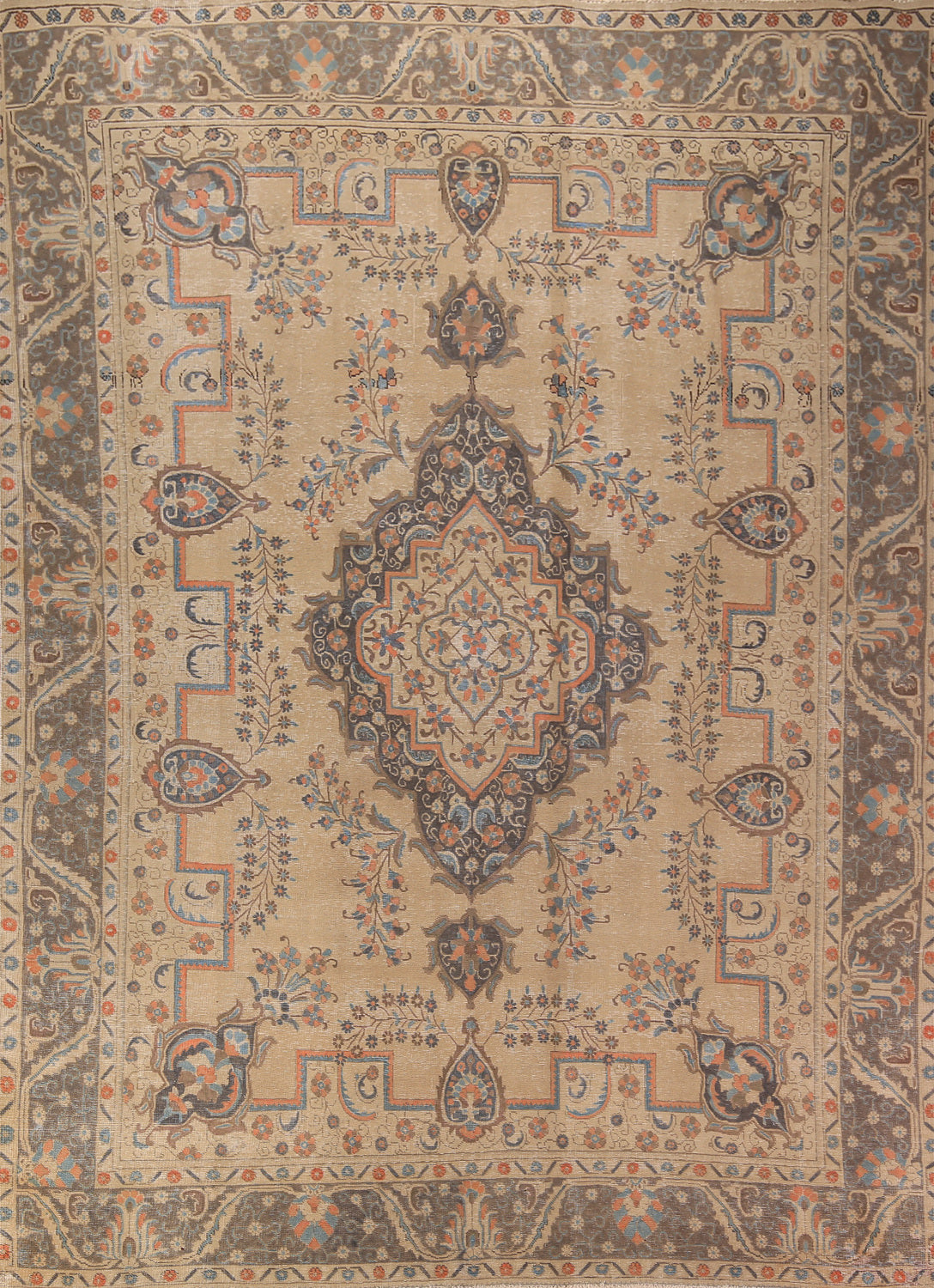 Geometric Tabriz Persian Area Rug 9x13