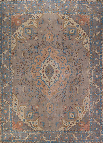 Overdyed Gray Wool Tabriz Persian Area Rug 10x13
