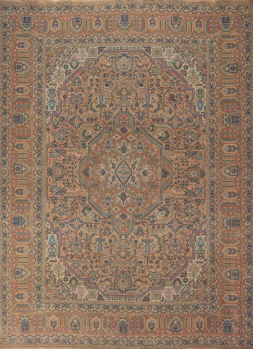 Vintage Wool Geometric Tabriz Persian Area Rug 8x11