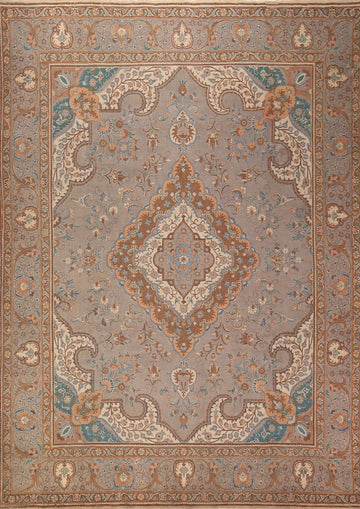 Gray Wool Vintage Tabriz Persian Area Rug 10x13
