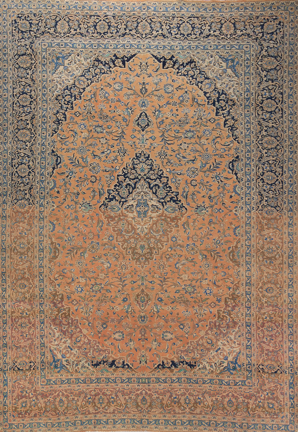 Orange Wool Floral Najafabad Persian Area Rug 10x13