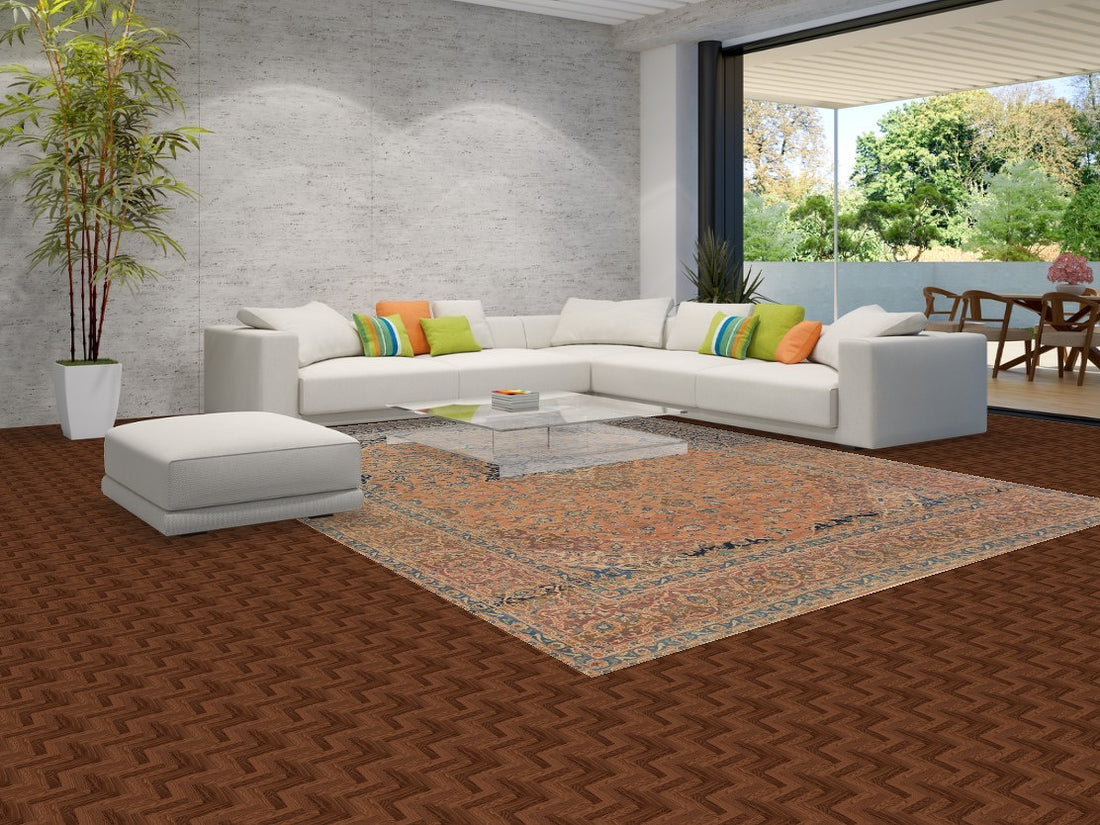 Orange Wool Floral Najafabad Persian Area Rug 10x13