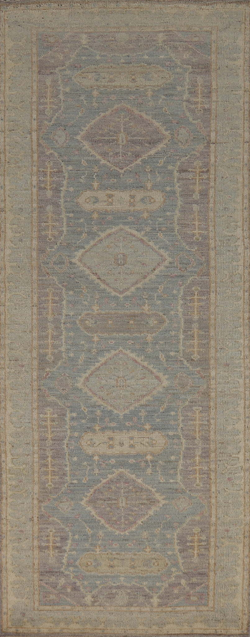 Vegetable Dye Oushak Turkish Runner Rug 3x10