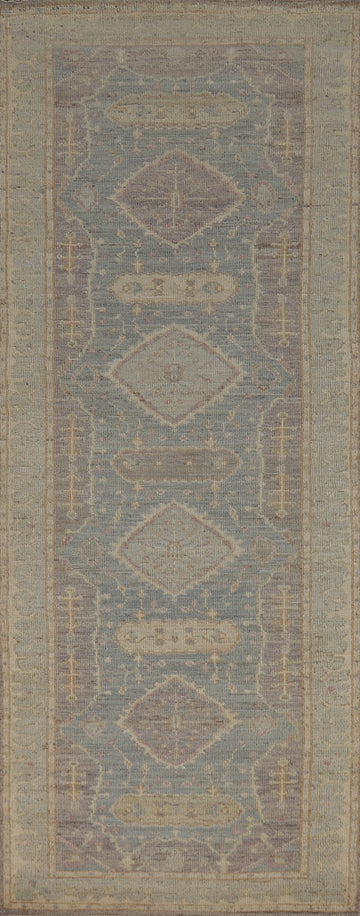 Vegetable Dye Oushak Turkish Runner Rug 3x10