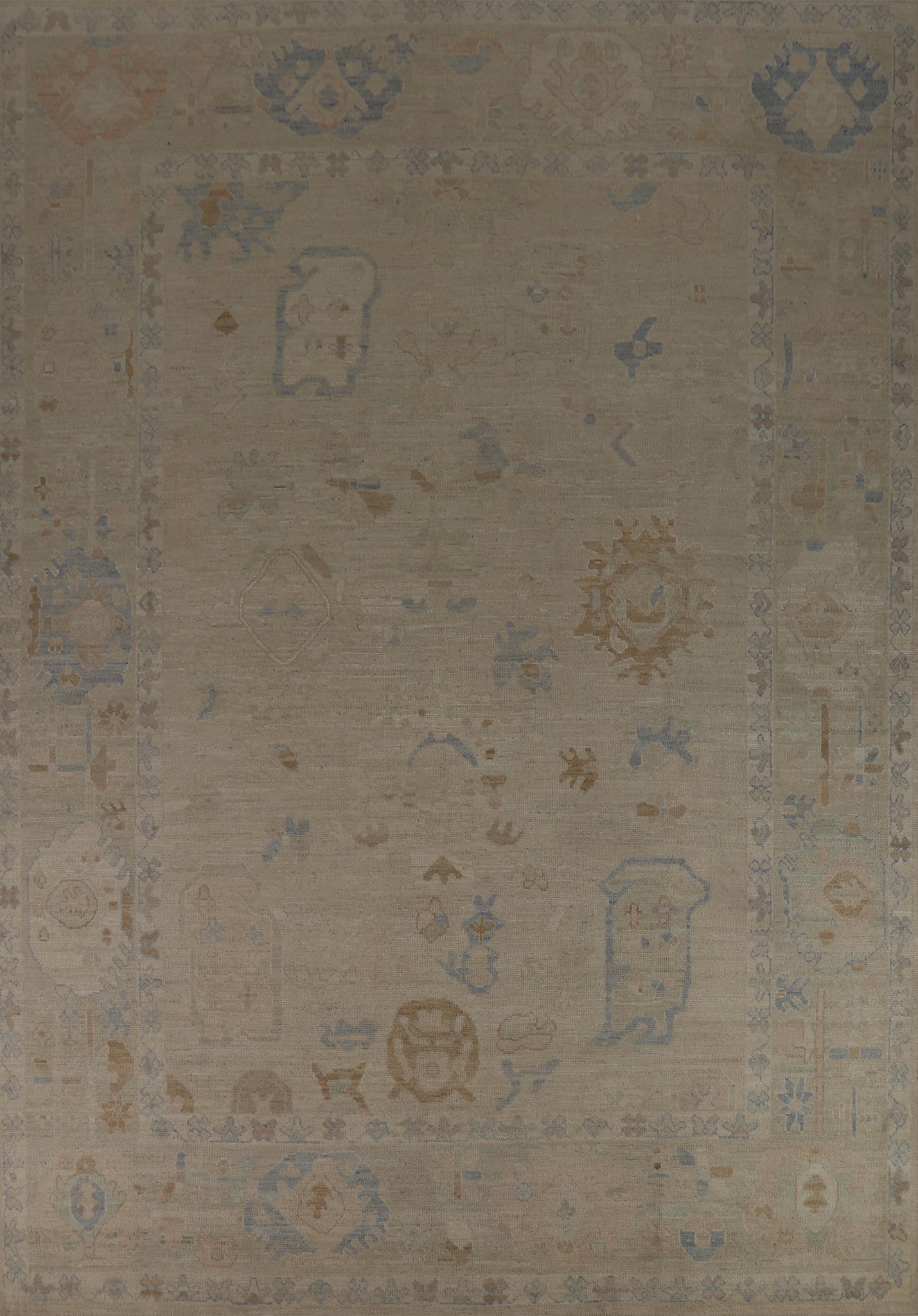 Vegetable Dye Oushak Turkish Area Rug 9x12