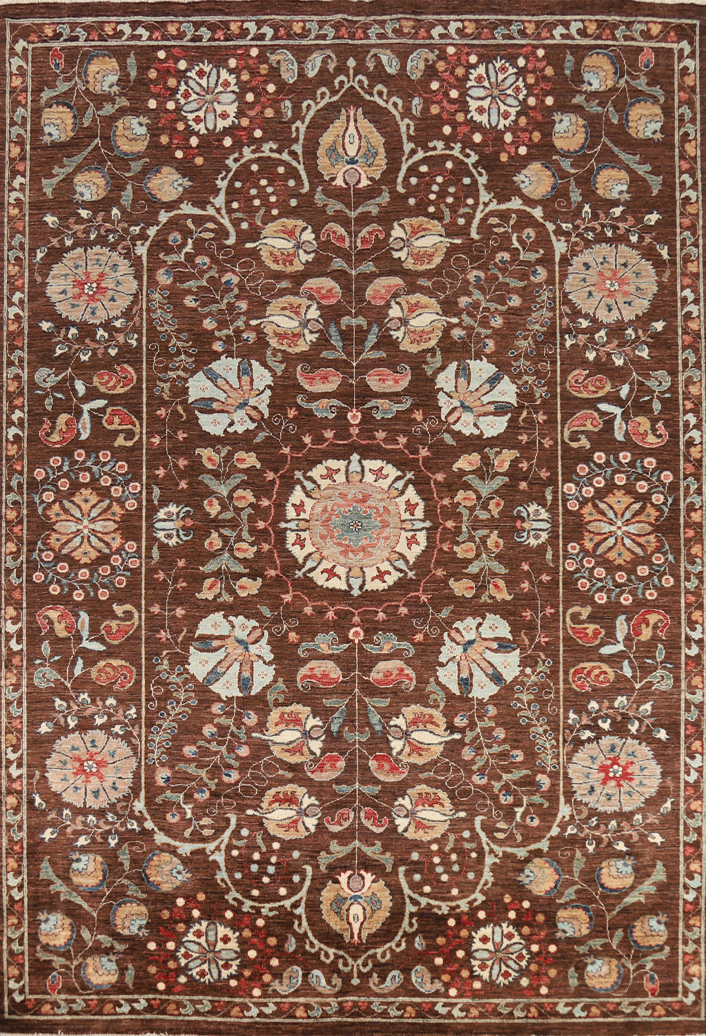 Brown Vegetable Dye Ziegler Oriental Area Rug 7x10