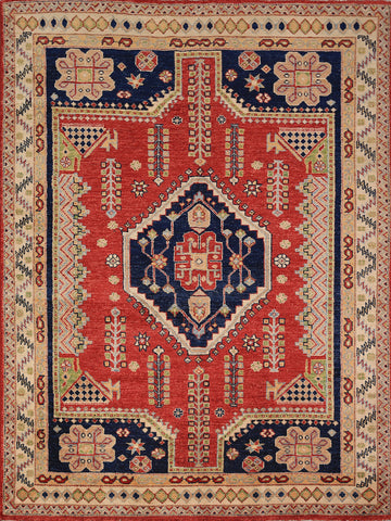 Vegetable Dye Geometric Heriz Oriental Rug 5x6