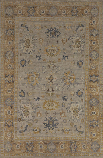 Vegetable Dye Oushak Turkish Area Rug 6x9