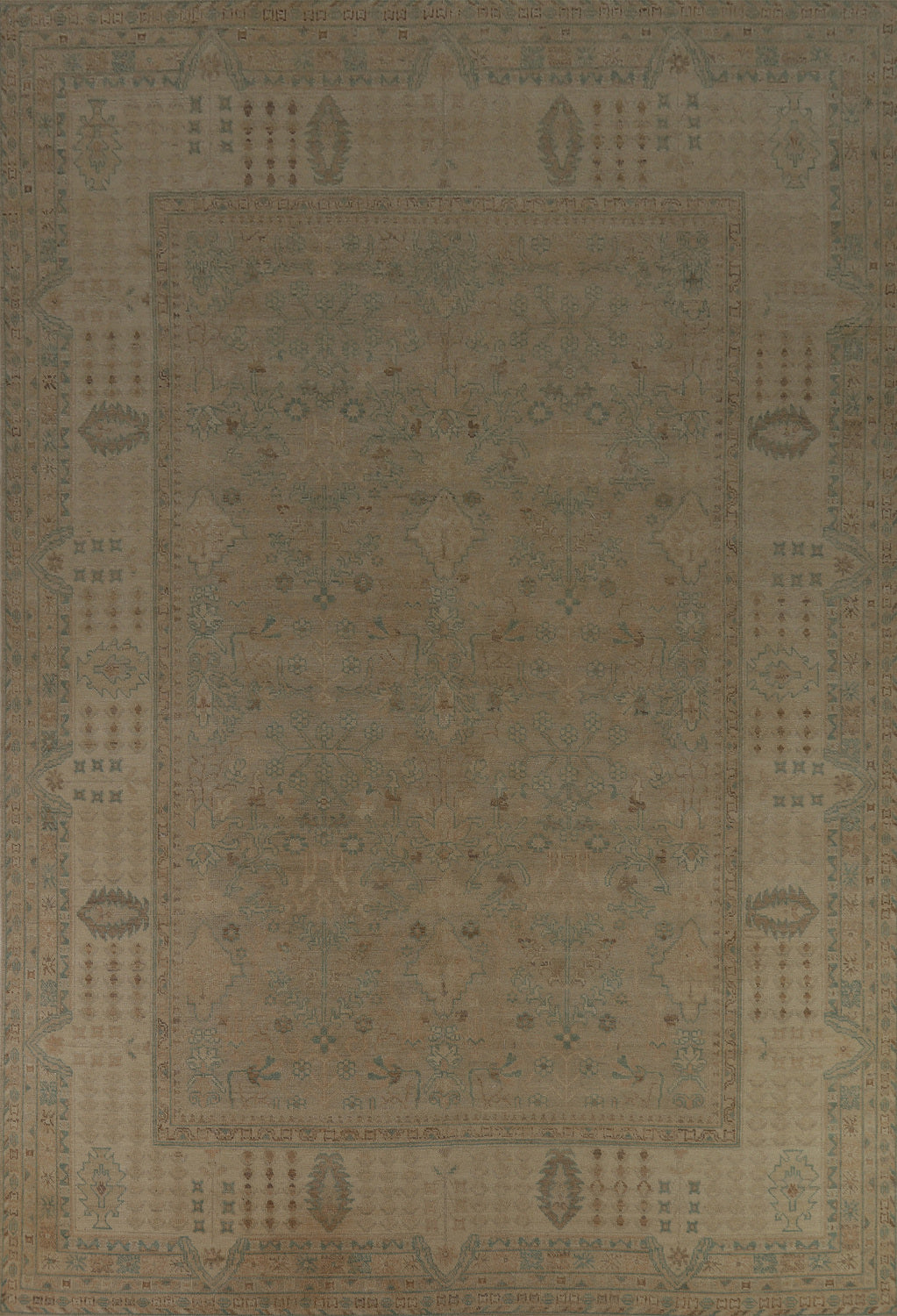 Vegetable Dye Oushak Turkish Area Rug 9x13