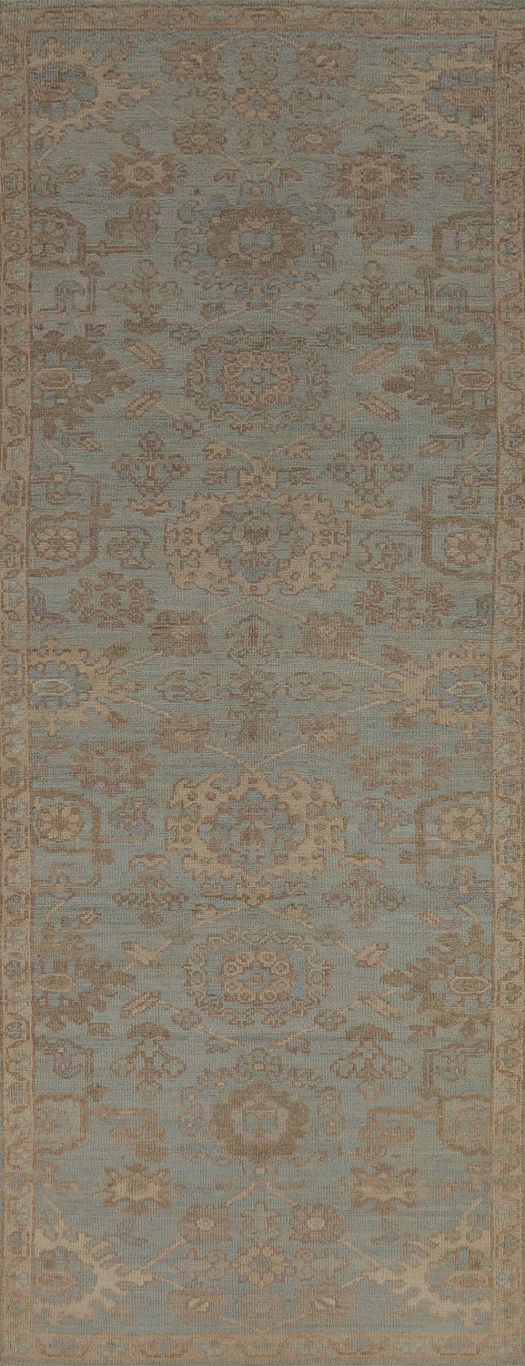 Vegetable Dye Oushak Turkish Runner Rug 3x10