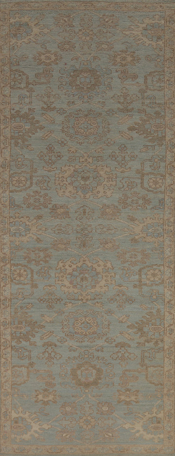 Vegetable Dye Oushak Turkish Runner Rug 3x10