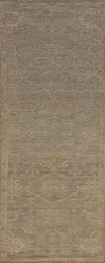 Vegetable Dye Oushak Turkish Runner Rug 3x10
