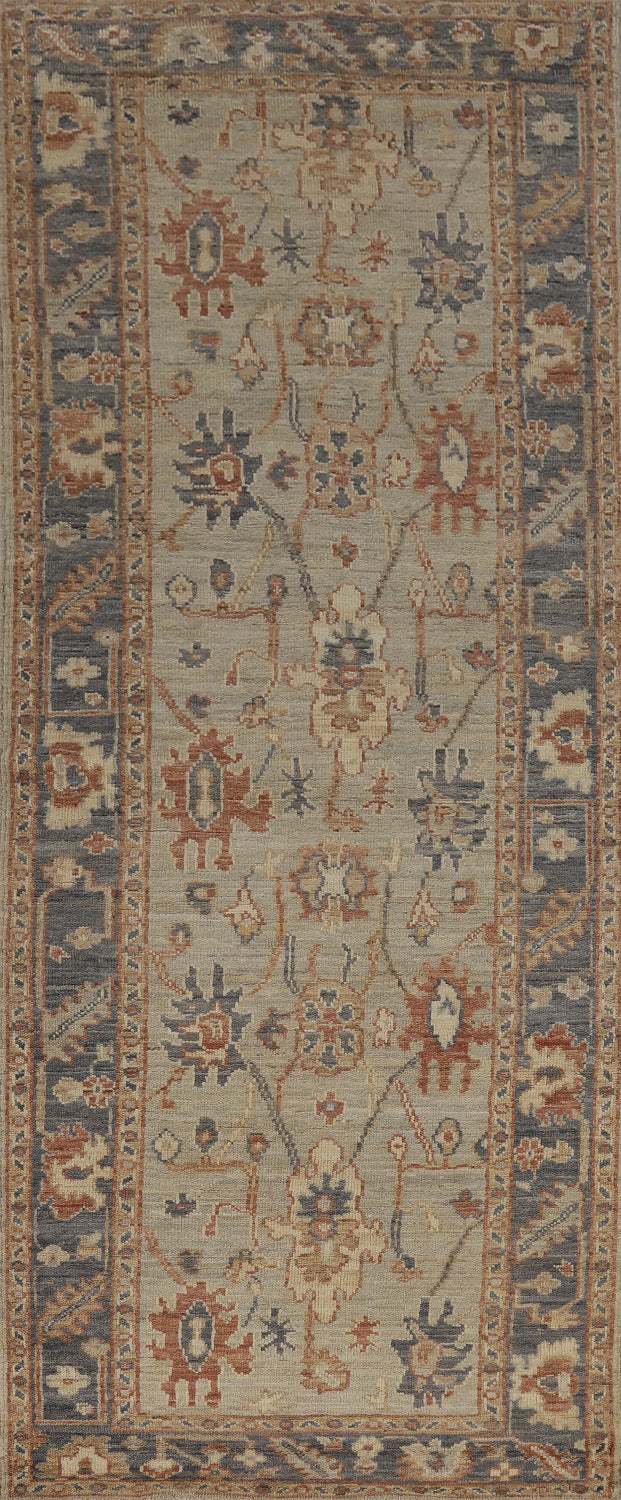 Vegetable Dye Oushak Turkish Runner Rug 3x10