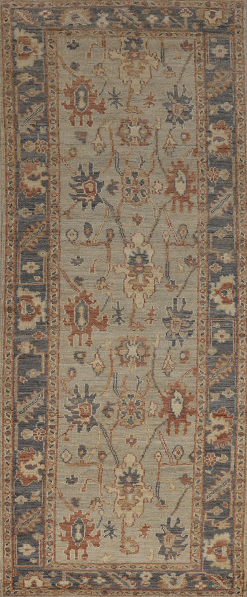 Vegetable Dye Oushak Turkish Runner Rug 3x10