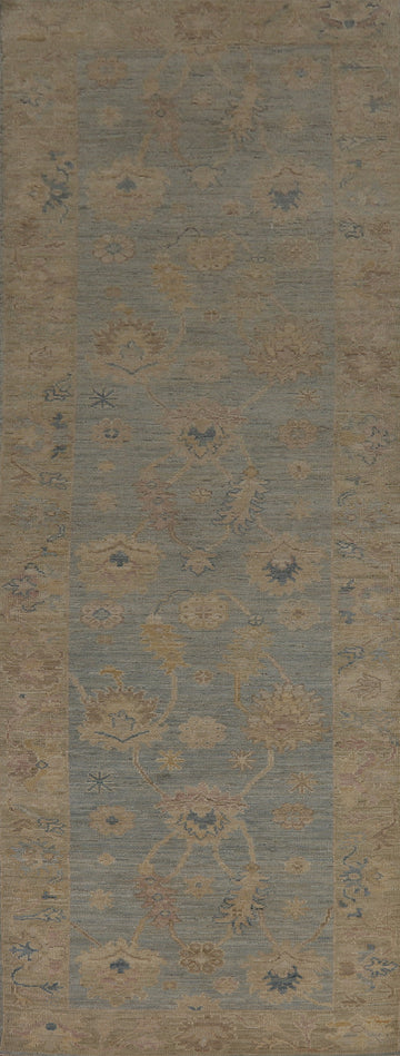 Vegetable Dye Oushak Turkish Runner Rug 3x12