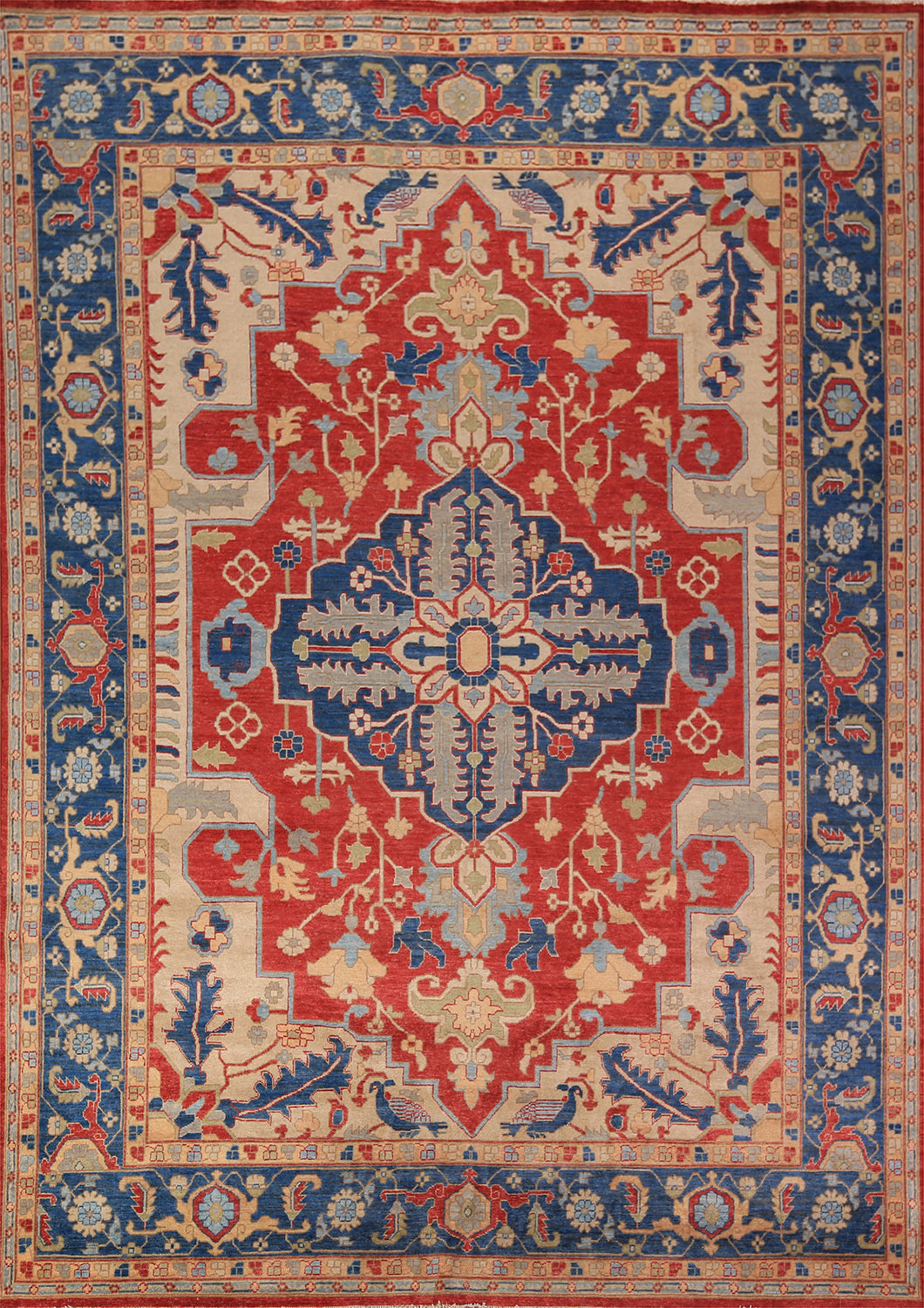 Handmade Wool Heriz Serapi Vegetable Dye Area Rug 9x12