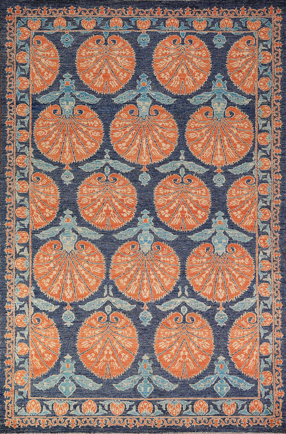 Blue & Orange Ziegler Vegetable Dye Area Rug 6x9