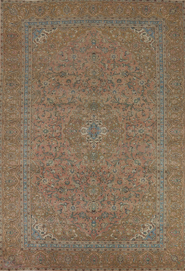 Vintage Wool Floral Mashad Persian Area Rug 9x13