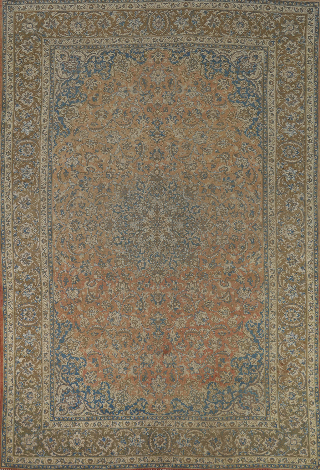 Orange Wool Vintage Najafabad Persian Area Rug 9x13