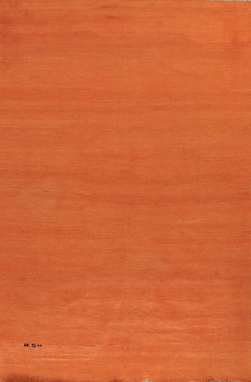 Orange Wool Gabbeh Modern Area Rug 6x10