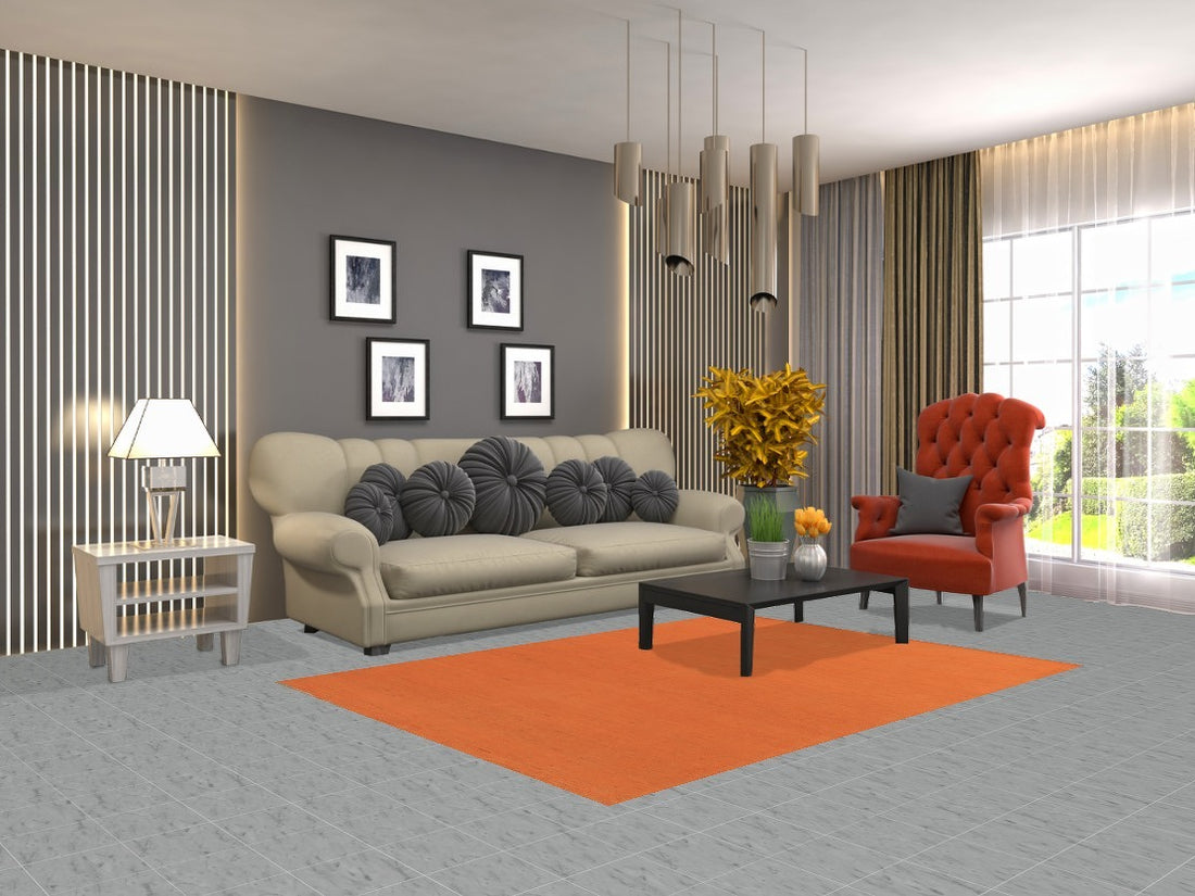 Orange Wool Handmade Gabbeh Modern Rug 5x7