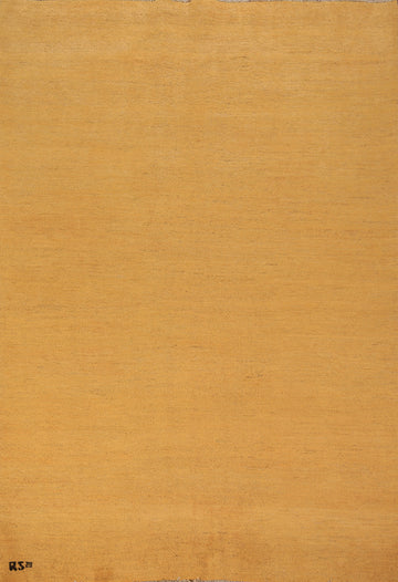 Modern Yellow Wool Gabbeh Oriental Area Rug 6x8