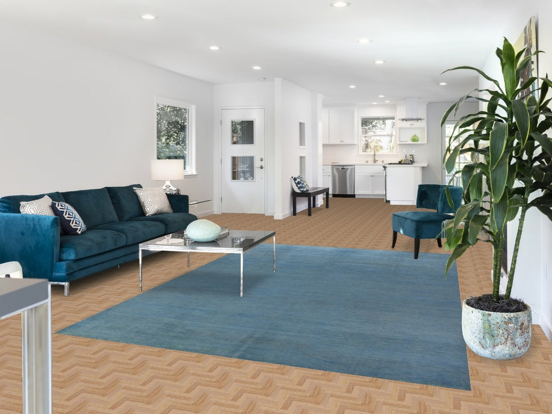 Light Blue Modern Wool Gabbeh Oriental Area Rug 7x10