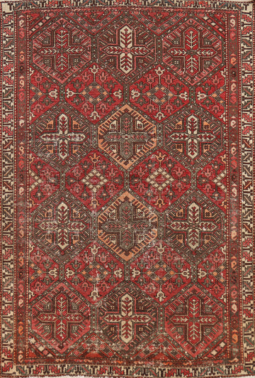All-Over Geometric Bakhtiari Persian Rug 4x7