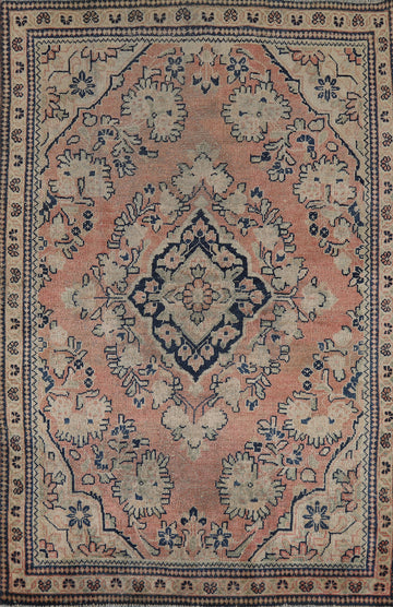 Antique Wool Pink Mahal Persian Rug 4x7