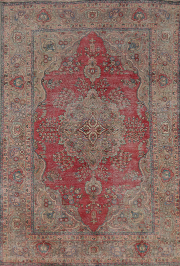 Vintage Wool Floral Tabriz Persian Area Rug 6x10