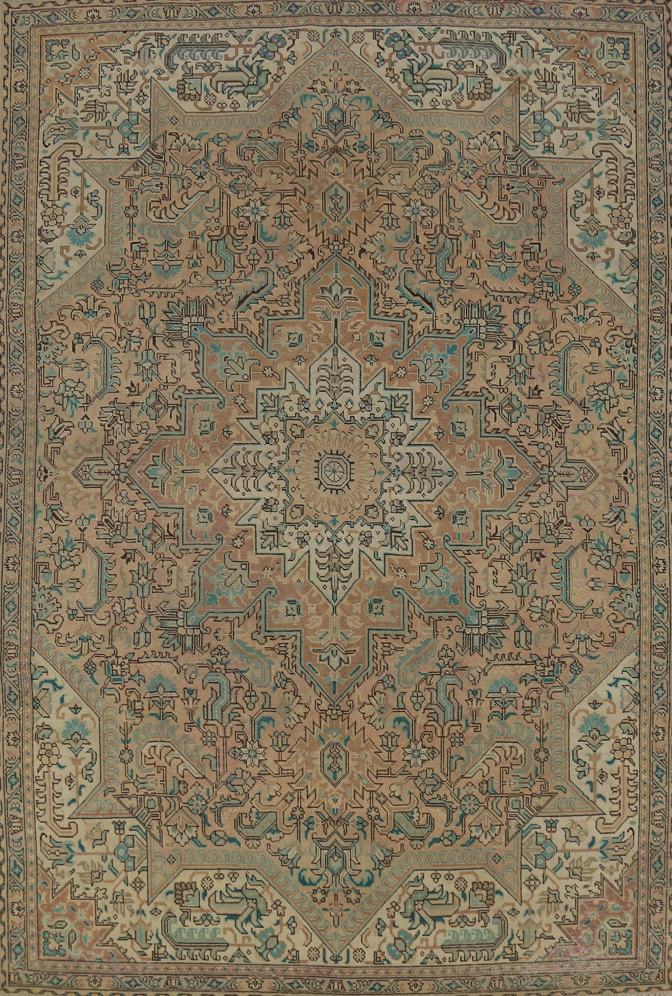 Geometric Wool Tabriz Persian Area Rug 6x9