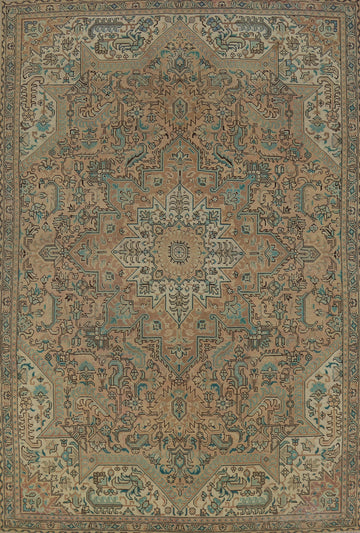 Geometric Wool Tabriz Persian Area Rug 6x9