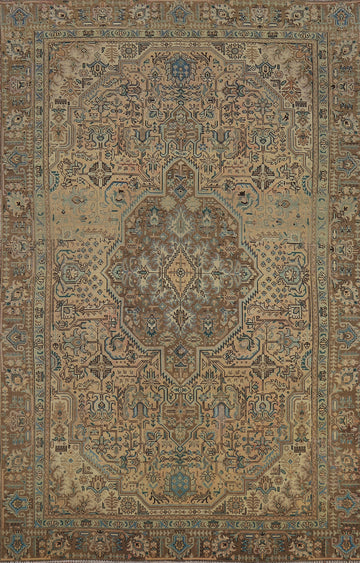 Geometric Wool Tabriz Persian Area Rug 6x9