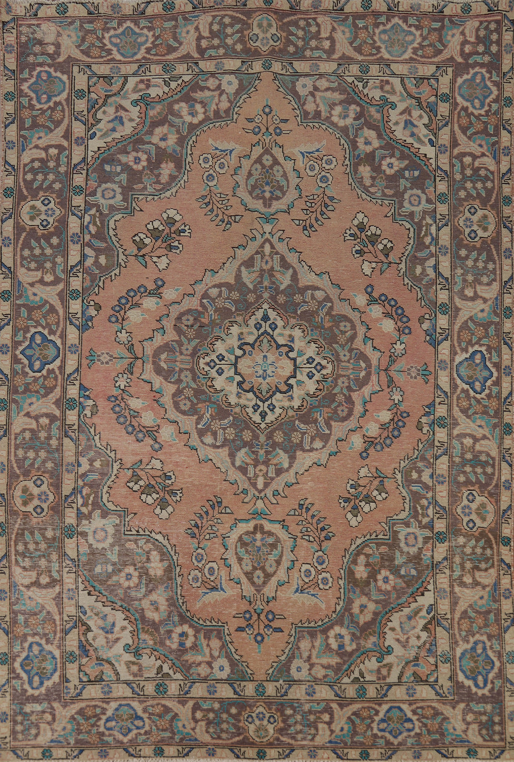 Vintage Medallion Tabriz Persian Area Rug 6x10