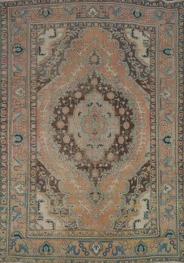 Vintage Wool Tabriz Persian Area Rug 7x9