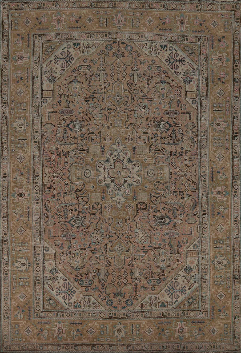 Geometric Wool Tabriz Persian Area Rug 6x10